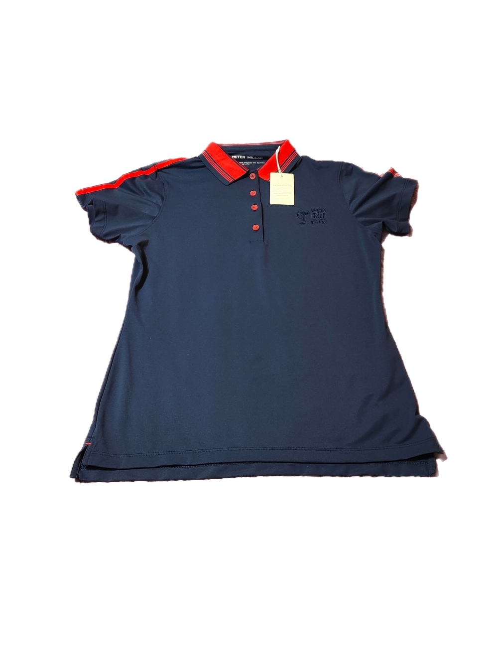 Peter Millar Women’s Golf Polo Shirt Medium Navy World Golf Hall of Fame NWT